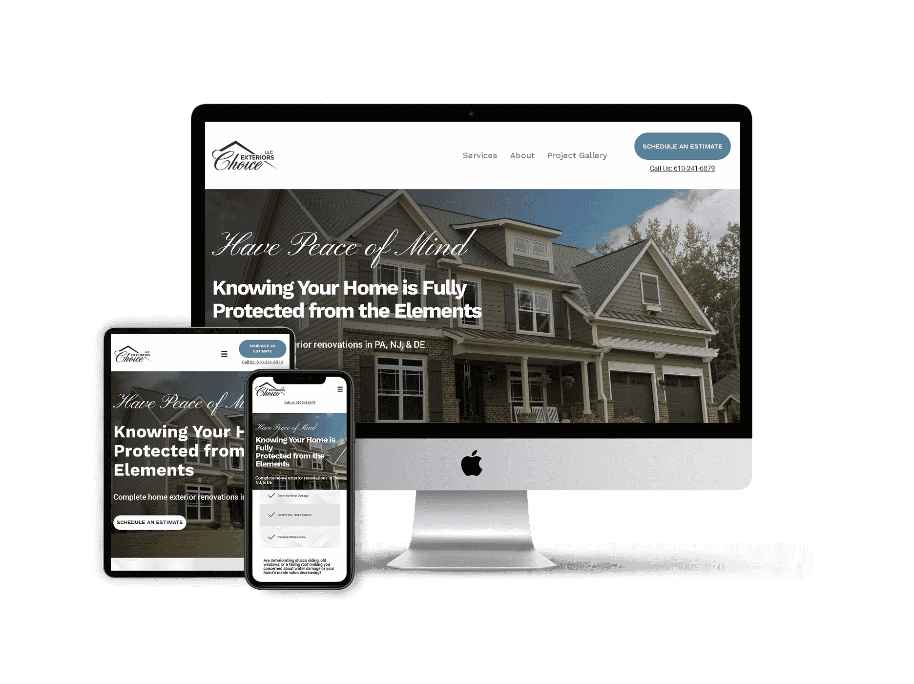 screenshot of Choice Exteriors homepage