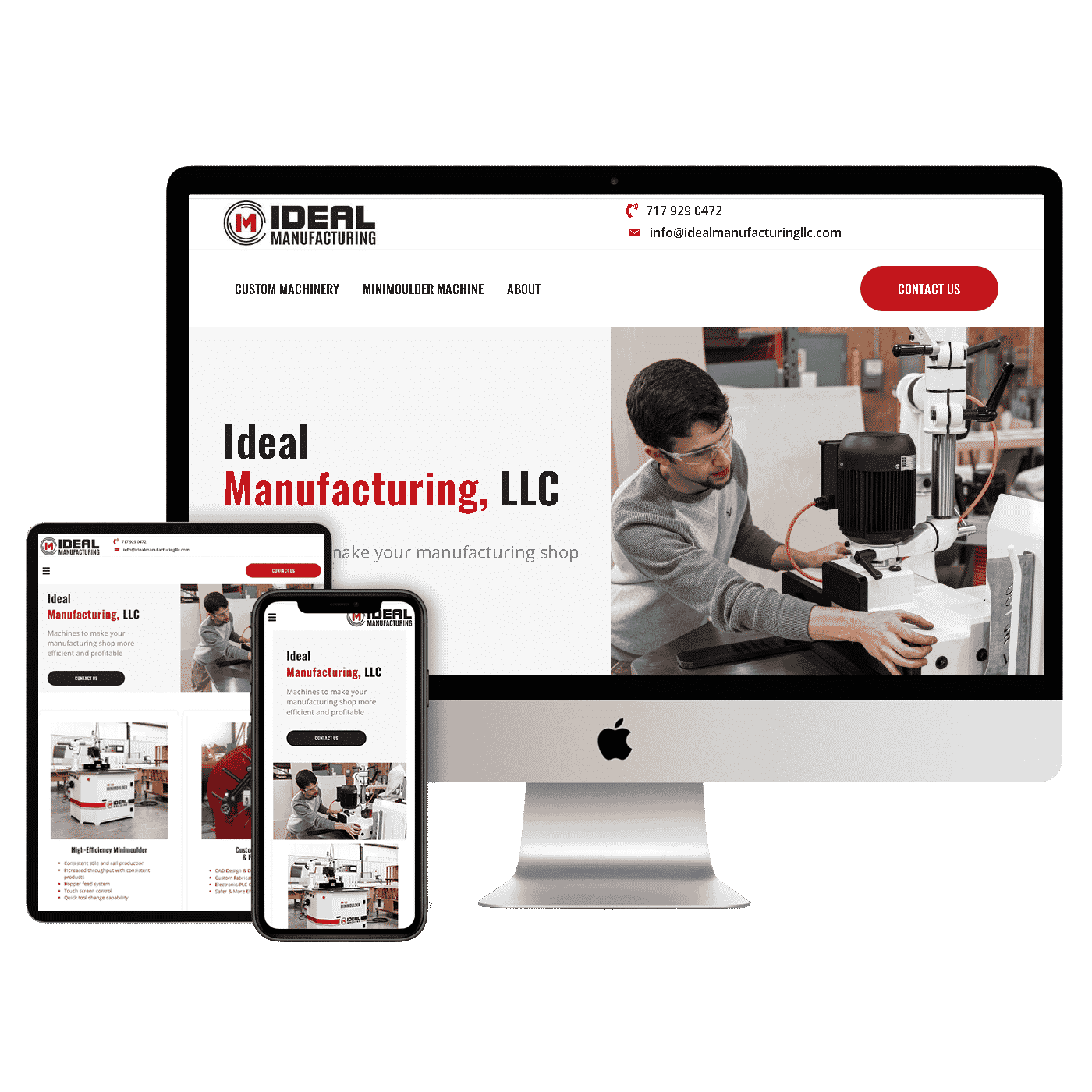 screenshot of Ideal Manufacturing website homepage